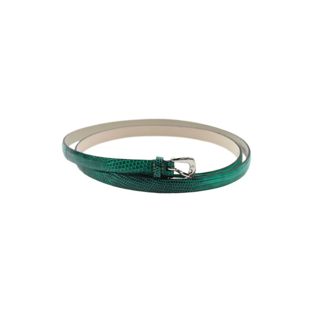 Tardini Womens Lizard 1/2" Skinny Belt Green Size EUR 38